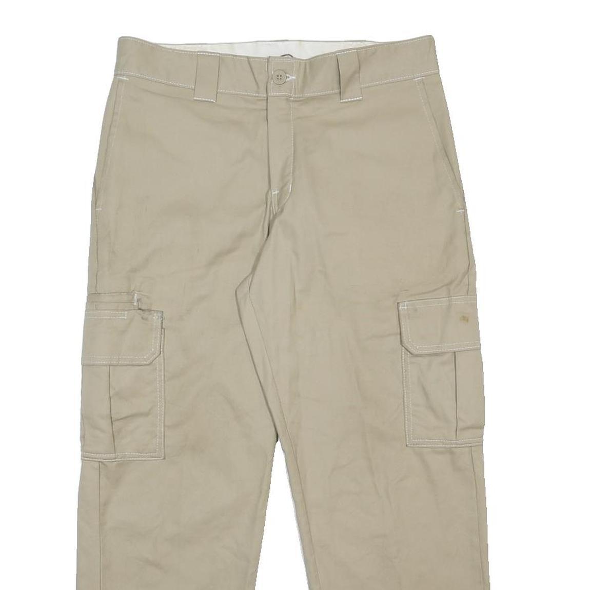 DICKIES Mens Cotton Blend Beige Regular Fit Trousers W32 L27 Cargo Style