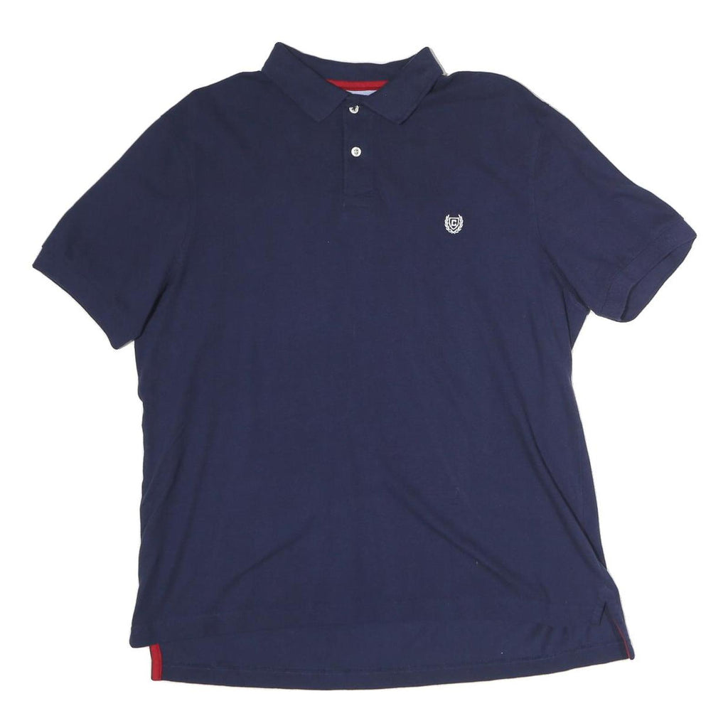 CHAPS Mens Navy Blue Polo Shirt L Cotton Crest Logo Short Sleeve Classic