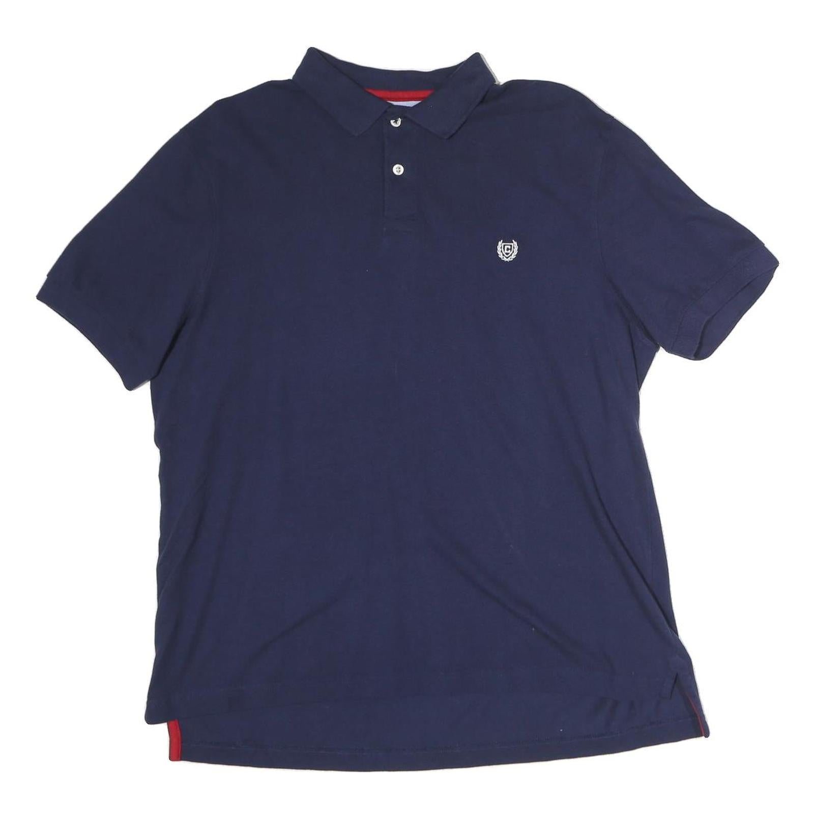 CHAPS Mens Navy Blue Polo Shirt L Cotton Crest Logo Short Sleeve Classic