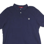 CHAPS Mens Navy Blue Polo Shirt L Cotton Crest Logo Short Sleeve Classic