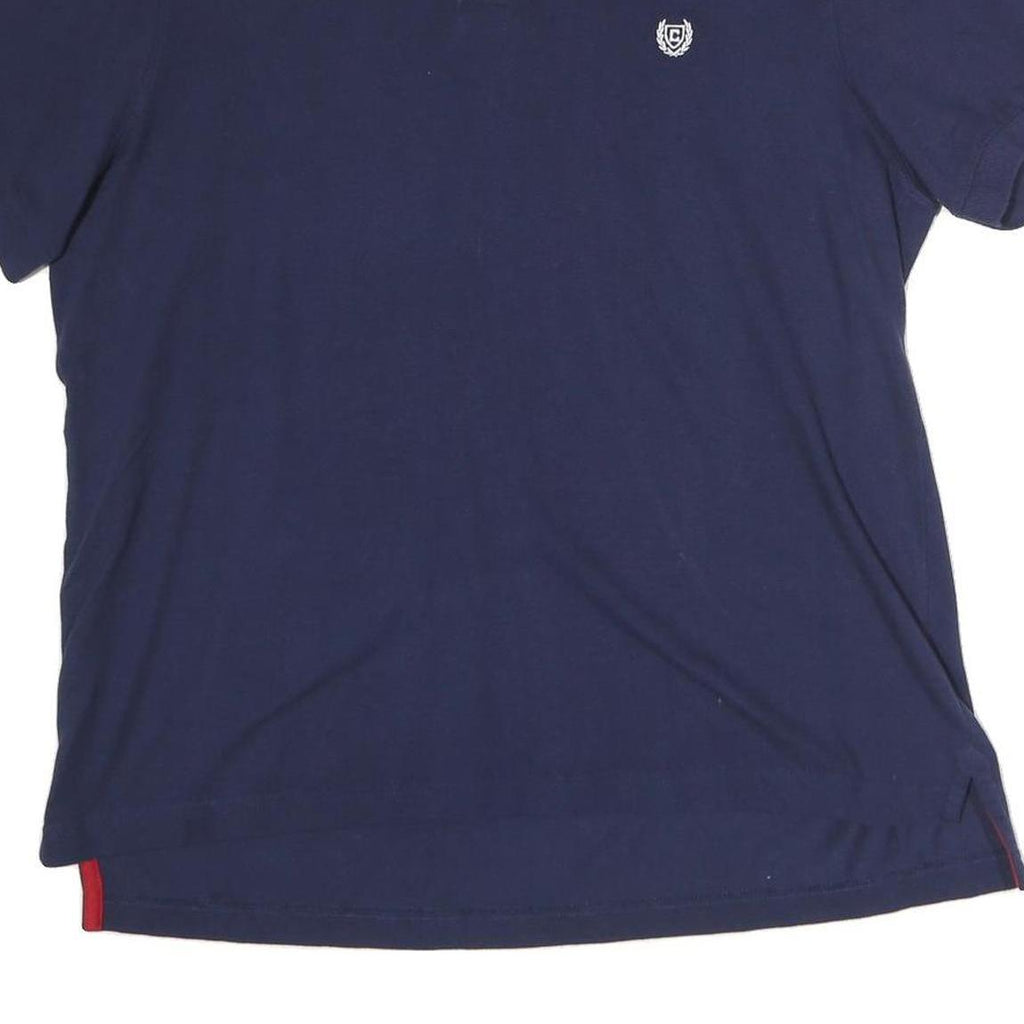 CHAPS Mens Navy Blue Polo Shirt L Cotton Crest Logo Short Sleeve Classic