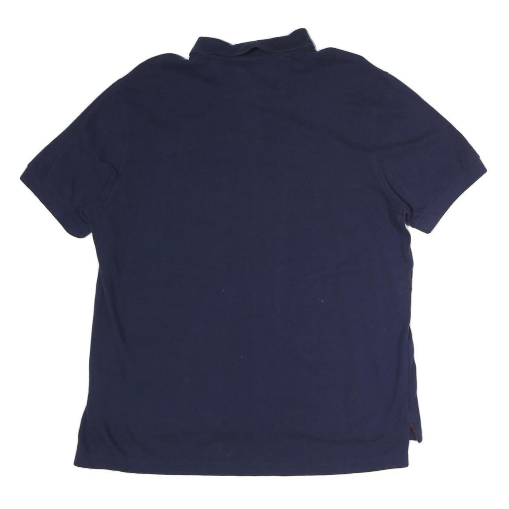 CHAPS Mens Navy Blue Polo Shirt L Cotton Crest Logo Short Sleeve Classic