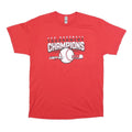 GILDAN Mens Red Baseball Tournament Champions Graphic T-Shirt L Short Sleeve