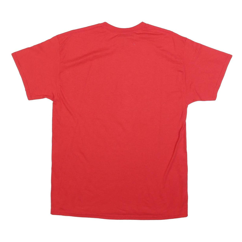 GILDAN Mens Red Baseball Tournament Champions Graphic T-Shirt L Short Sleeve