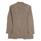 Mens Brown Cotton Herringbone Classic Jacket L Button Closure Tailored
