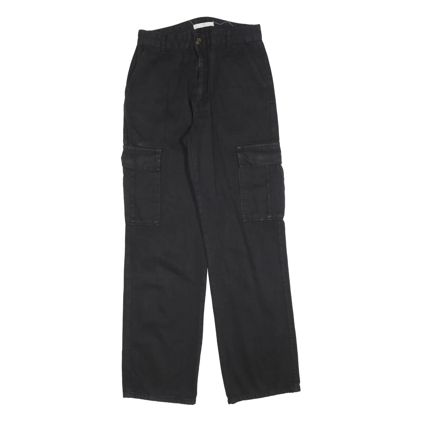 STR Womens Cotton Blend Black Regular Cargo Trousers W28 L32 Casual Workwear