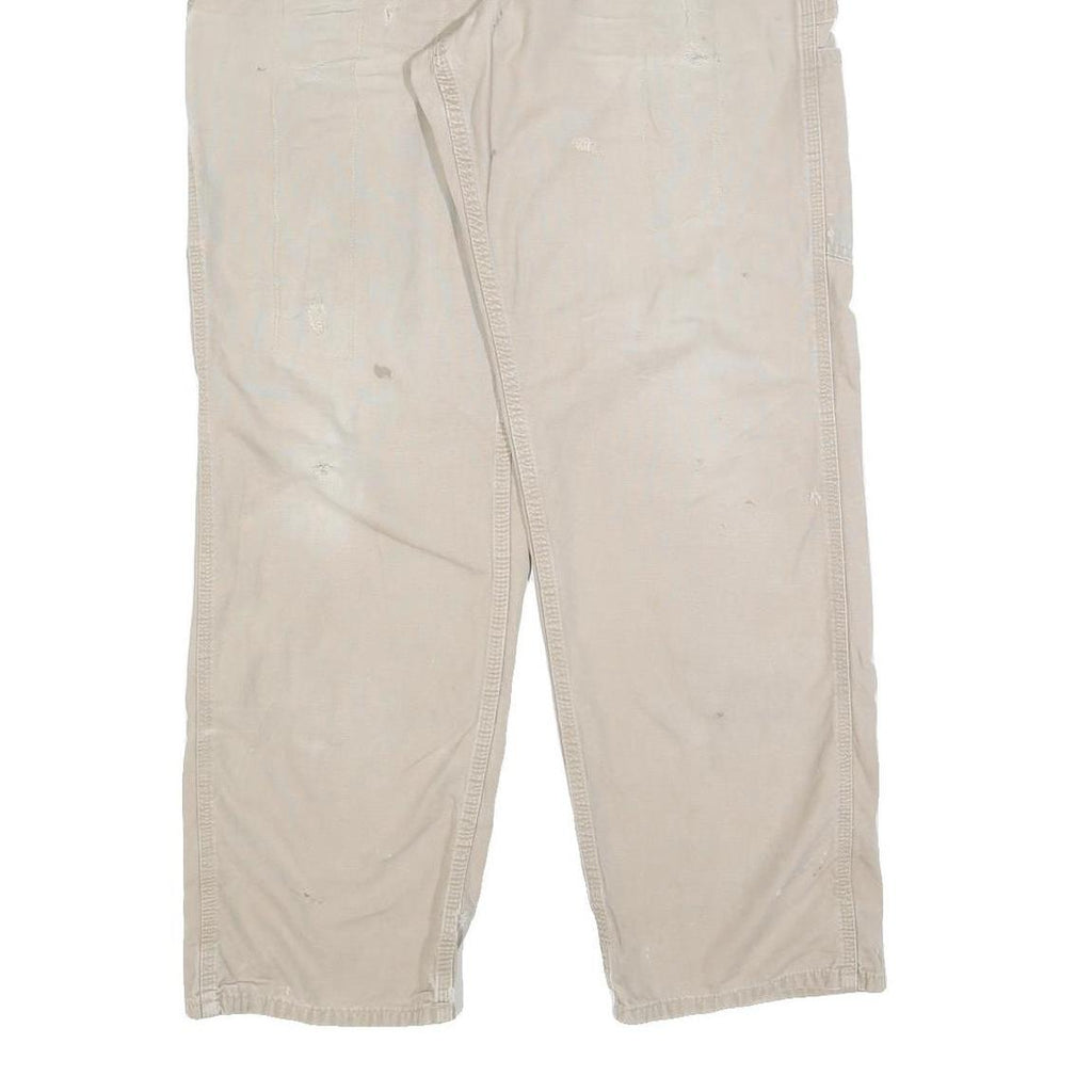 CARHARTT Mens Cotton Blend Beige Loose Straight Trousers W34 L32 Workwear