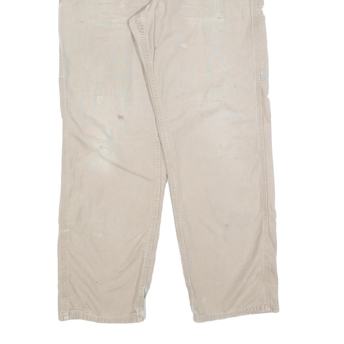 CARHARTT Mens Cotton Blend Beige Loose Straight Trousers W34 L32 Workwear