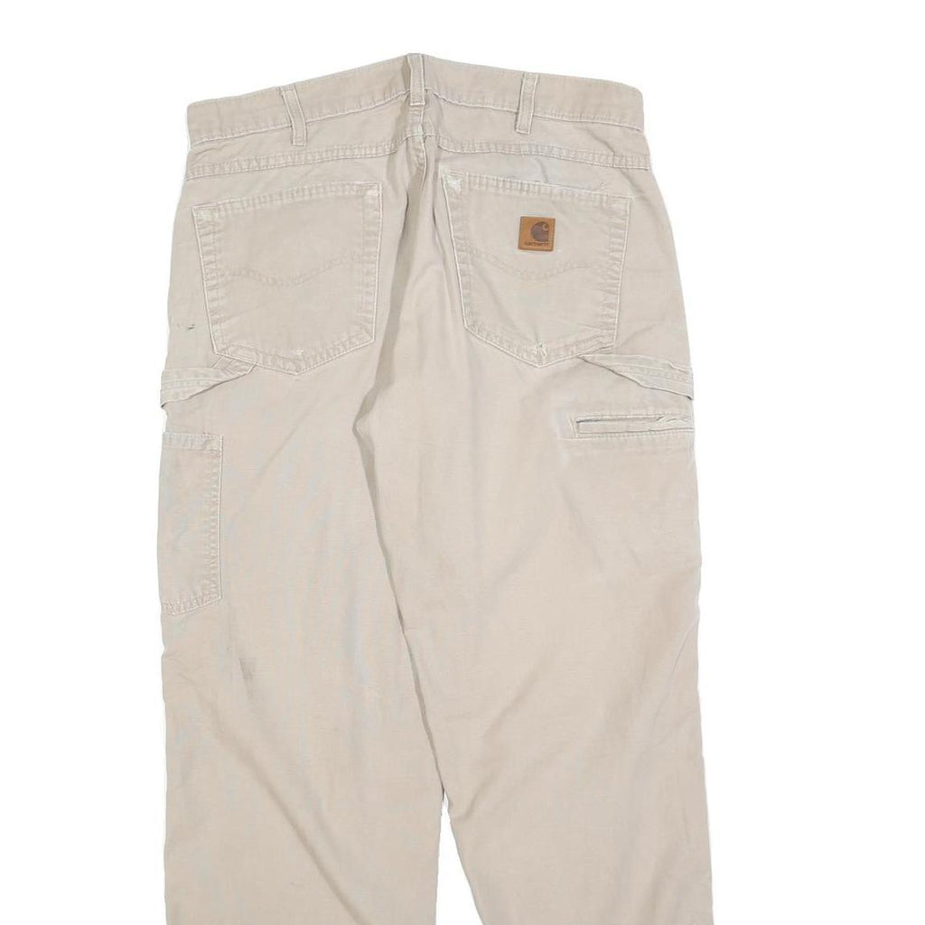 CARHARTT Mens Cotton Blend Beige Loose Straight Trousers W34 L32 Workwear