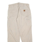 CARHARTT Mens Cotton Blend Beige Loose Straight Trousers W34 L32 Workwear