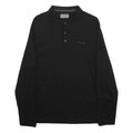 PIERRE CARDIN Mens Black Long Sleeve Plain XL Cotton Blend Polo Shirt Button