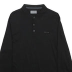 PIERRE CARDIN Mens Black Long Sleeve Plain XL Cotton Blend Polo Shirt Button