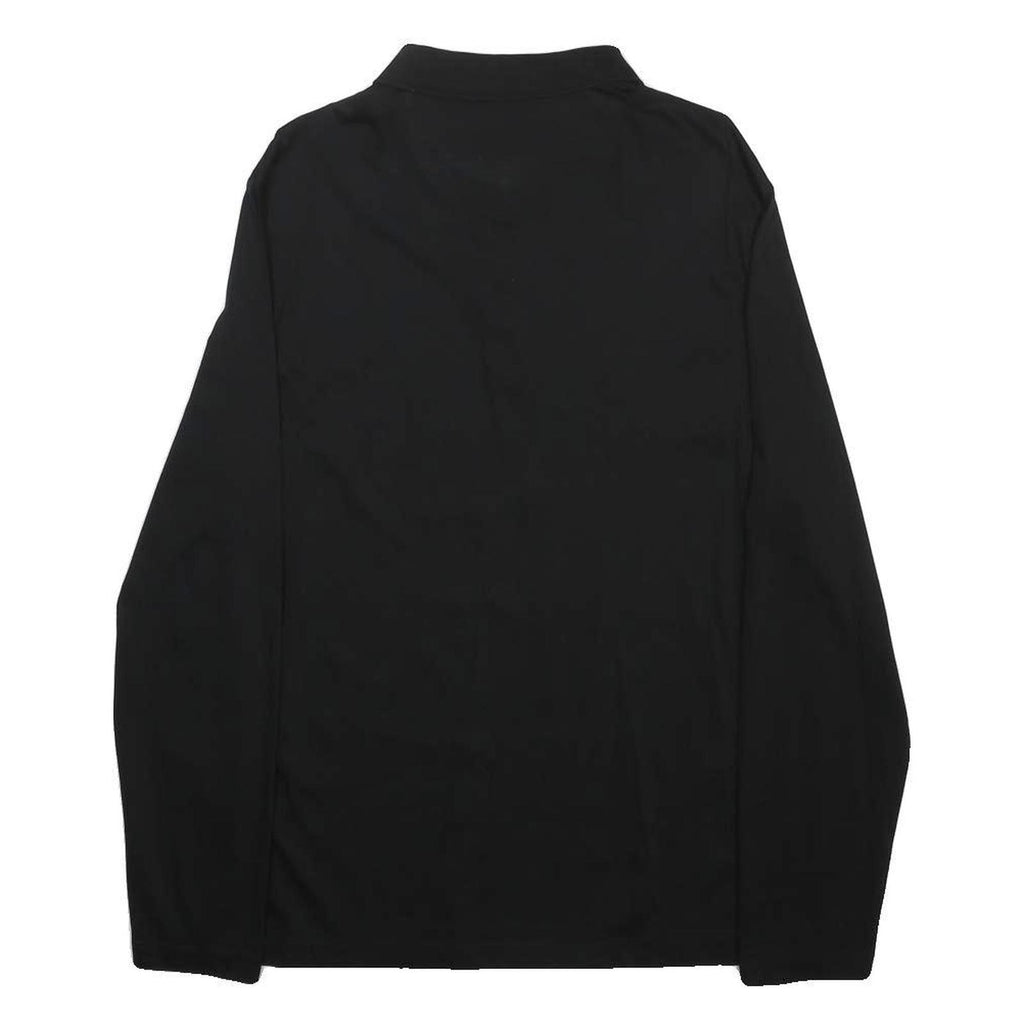 PIERRE CARDIN Mens Black Long Sleeve Plain XL Cotton Blend Polo Shirt Button