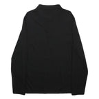 PIERRE CARDIN Mens Black Long Sleeve Plain XL Cotton Blend Polo Shirt Button
