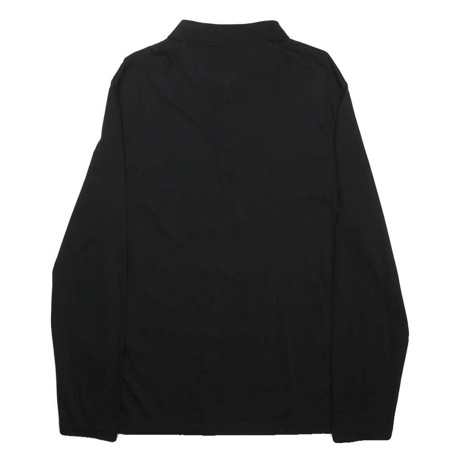 PIERRE CARDIN Mens Black Long Sleeve Plain XL Cotton Blend Polo Shirt Button