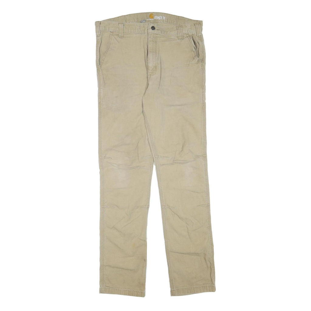 CARHARTT Mens Cotton Blend Beige Regular Straight Trousers W34 L34 Workwear Zip
