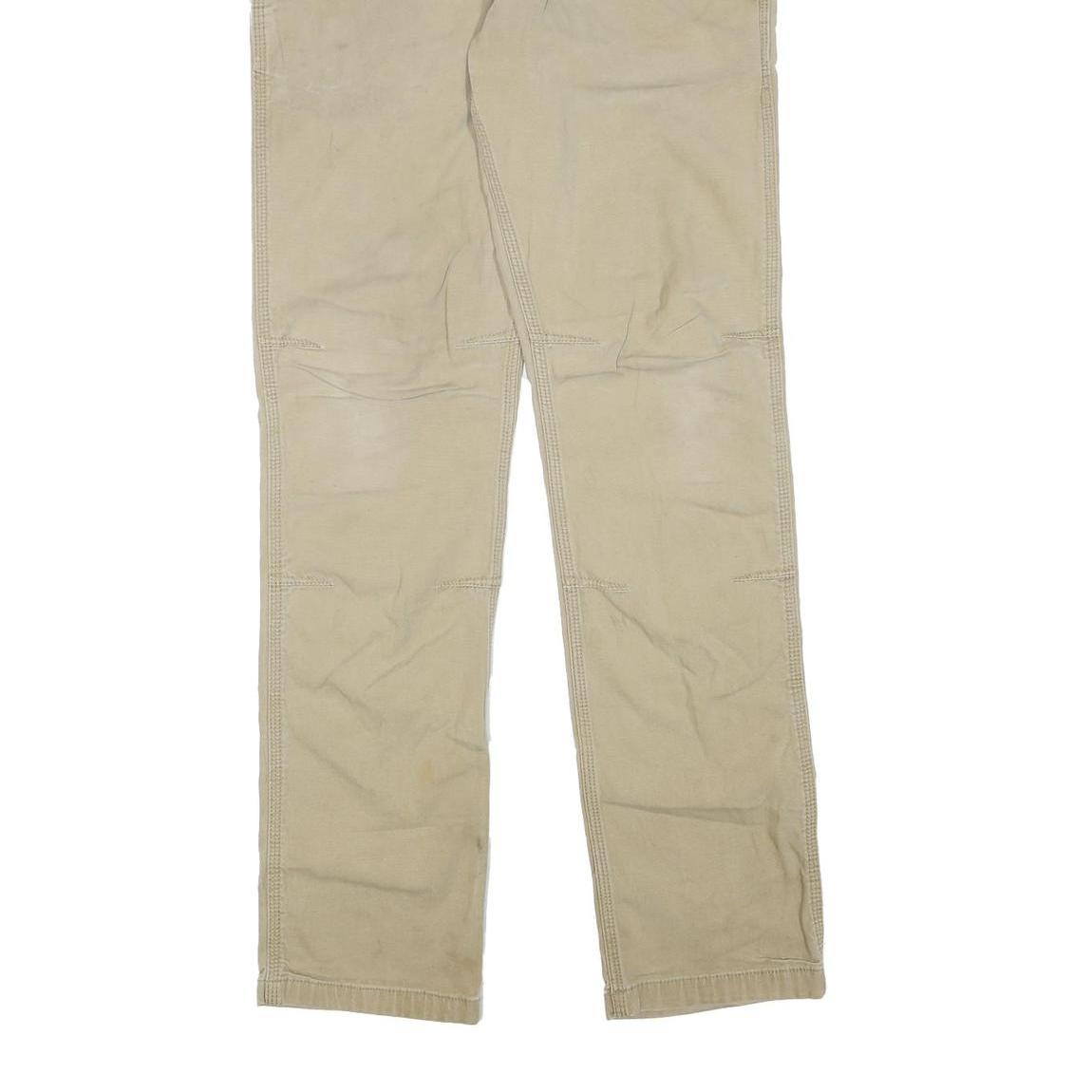 CARHARTT Mens Cotton Blend Beige Regular Straight Trousers W34 L34 Workwear Zip