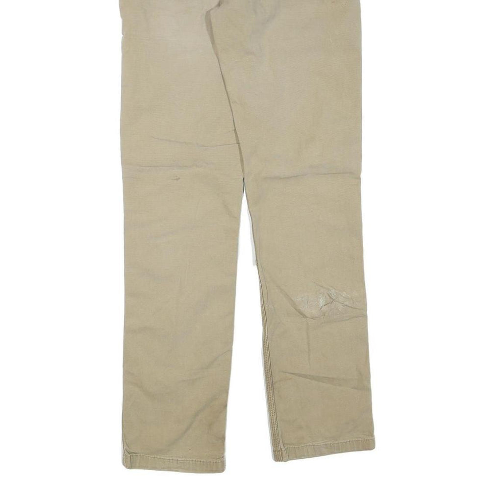 CARHARTT Mens Cotton Blend Beige Regular Straight Trousers W34 L34 Workwear Zip