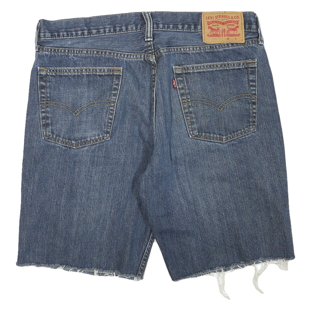 LEVI'S Womens Denim Blue Cut-Off Shorts L W34 Raw Hem Distressed Casual