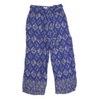 FAT FACE Belted Womens Trousers Blue Relaxed Straight W26 L23