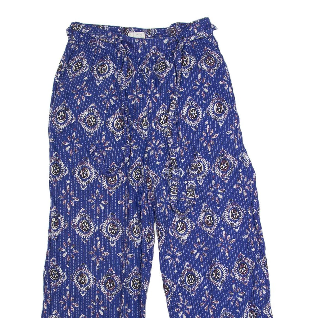 FAT FACE Belted Womens Trousers Blue Relaxed Straight W26 L23