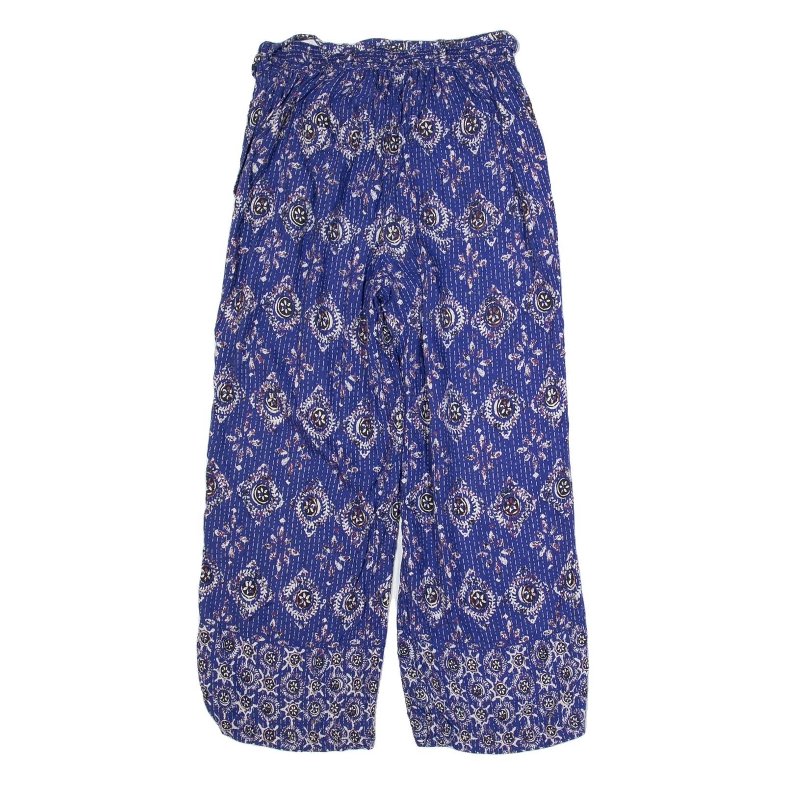 FAT FACE Belted Womens Trousers Blue Relaxed Straight W26 L23