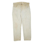 CARHARTT Mens Regular Fit Beige Cotton Blend Trousers W36 L32 Workwear Zip
