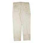 CARHARTT Mens Regular Fit Beige Cotton Blend Trousers W36 L32 Workwear Zip