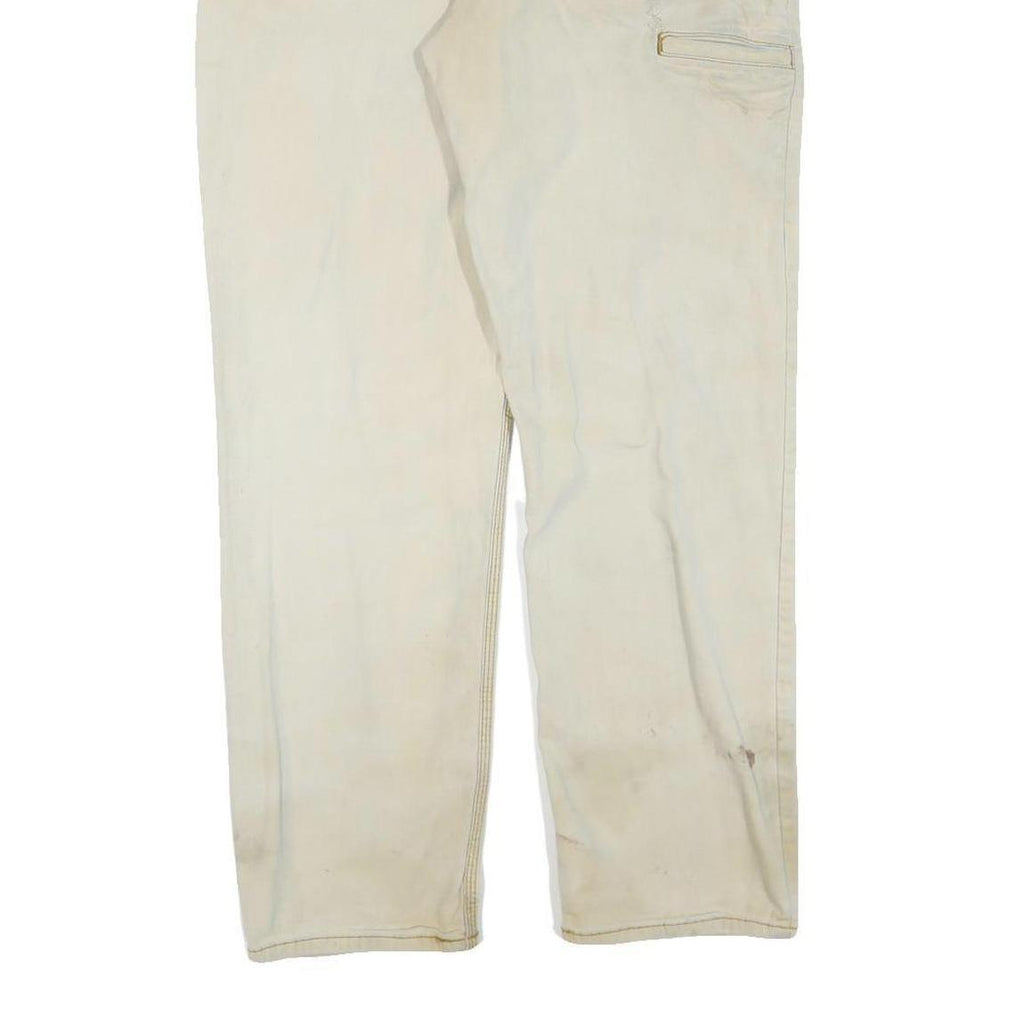CARHARTT Mens Regular Fit Beige Cotton Blend Trousers W36 L32 Workwear Zip