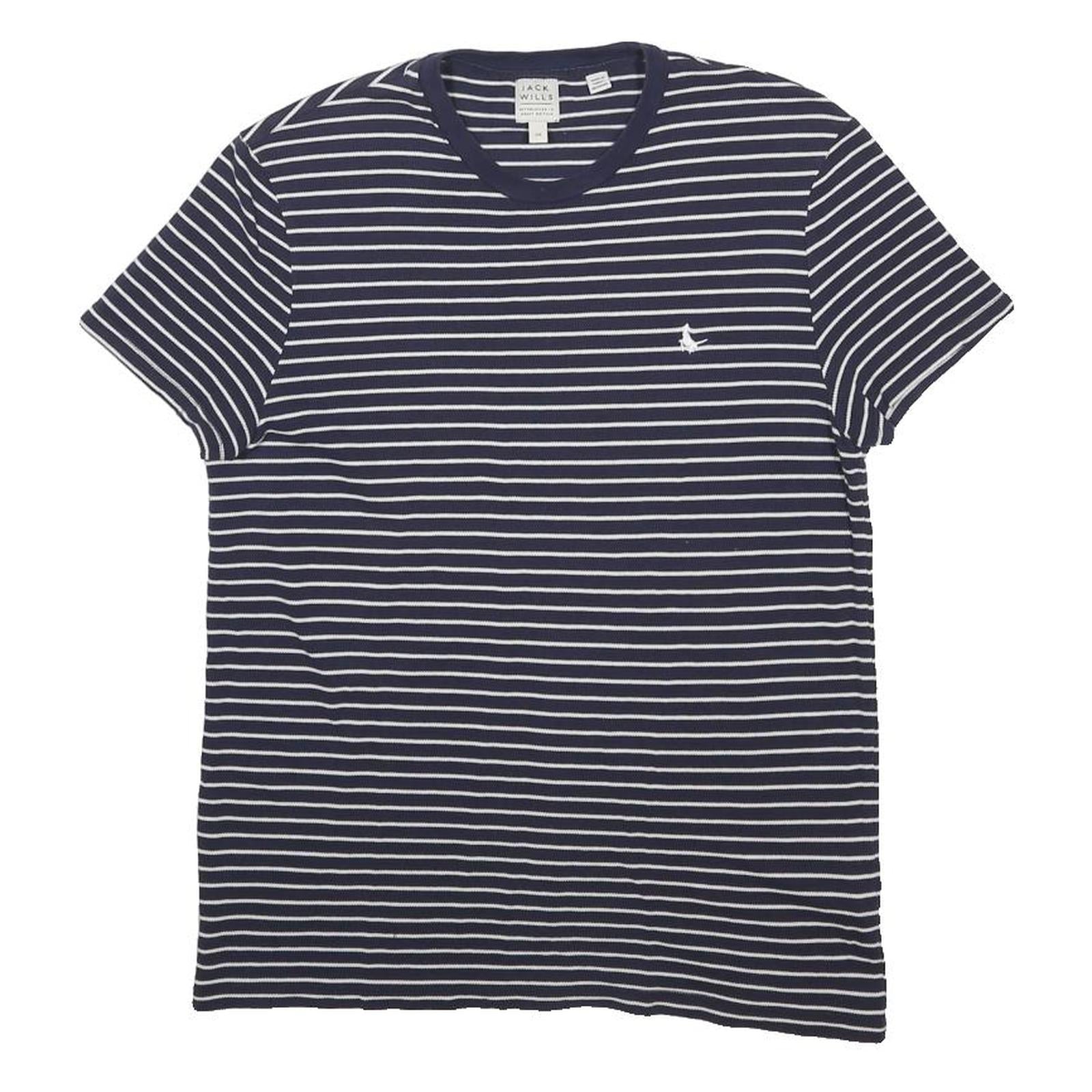 JACK WILLS Mens Navy & White Striped T-Shirt XS Short Sleeve Crew Neck Classic