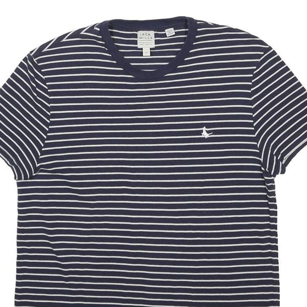 JACK WILLS Mens Navy & White Striped T-Shirt XS Short Sleeve Crew Neck Classic