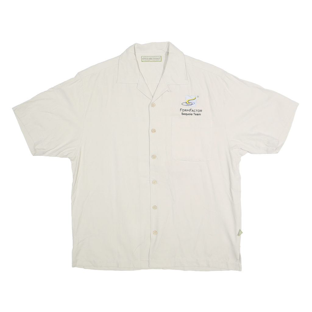 EAGLE DRY GOODS Mens White Silk Casual Shirt M FormFactor Sequoia Team Logo