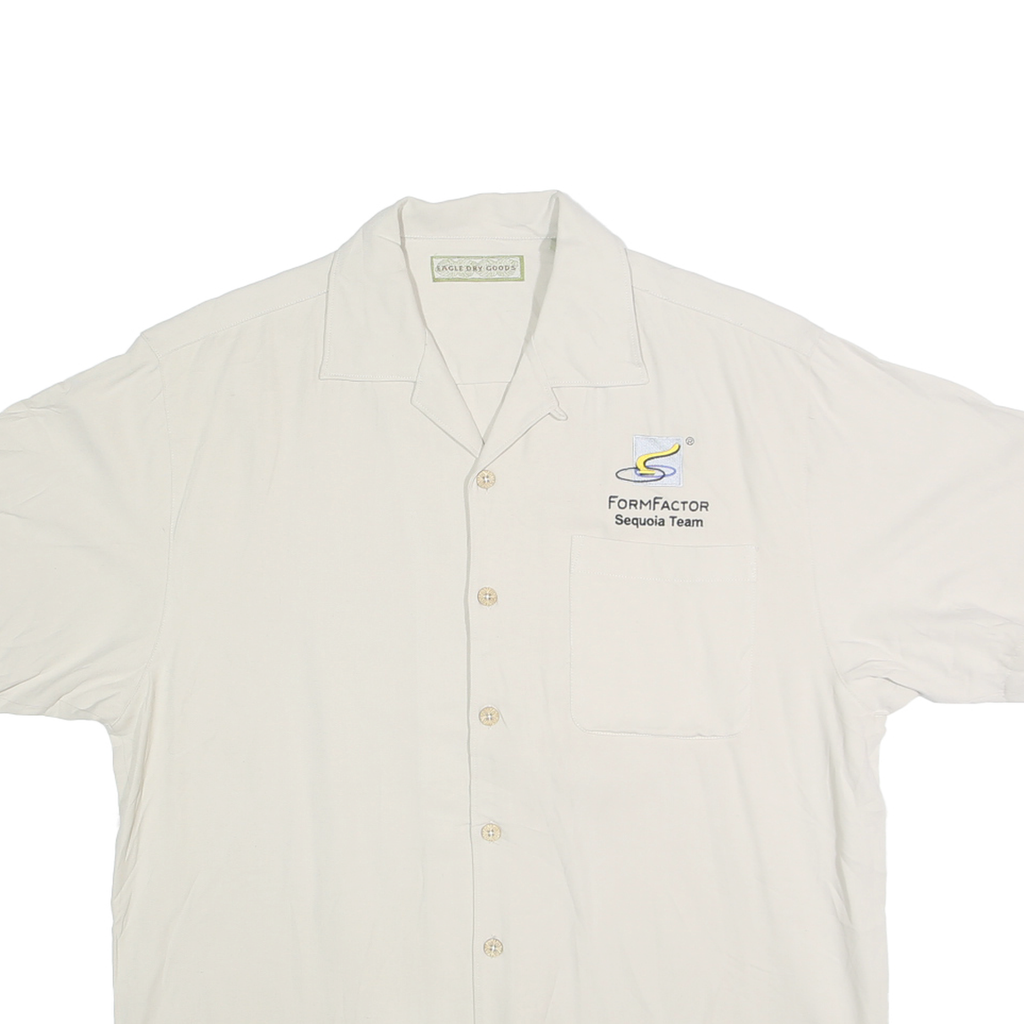 EAGLE DRY GOODS Mens White Silk Casual Shirt M FormFactor Sequoia Team Logo