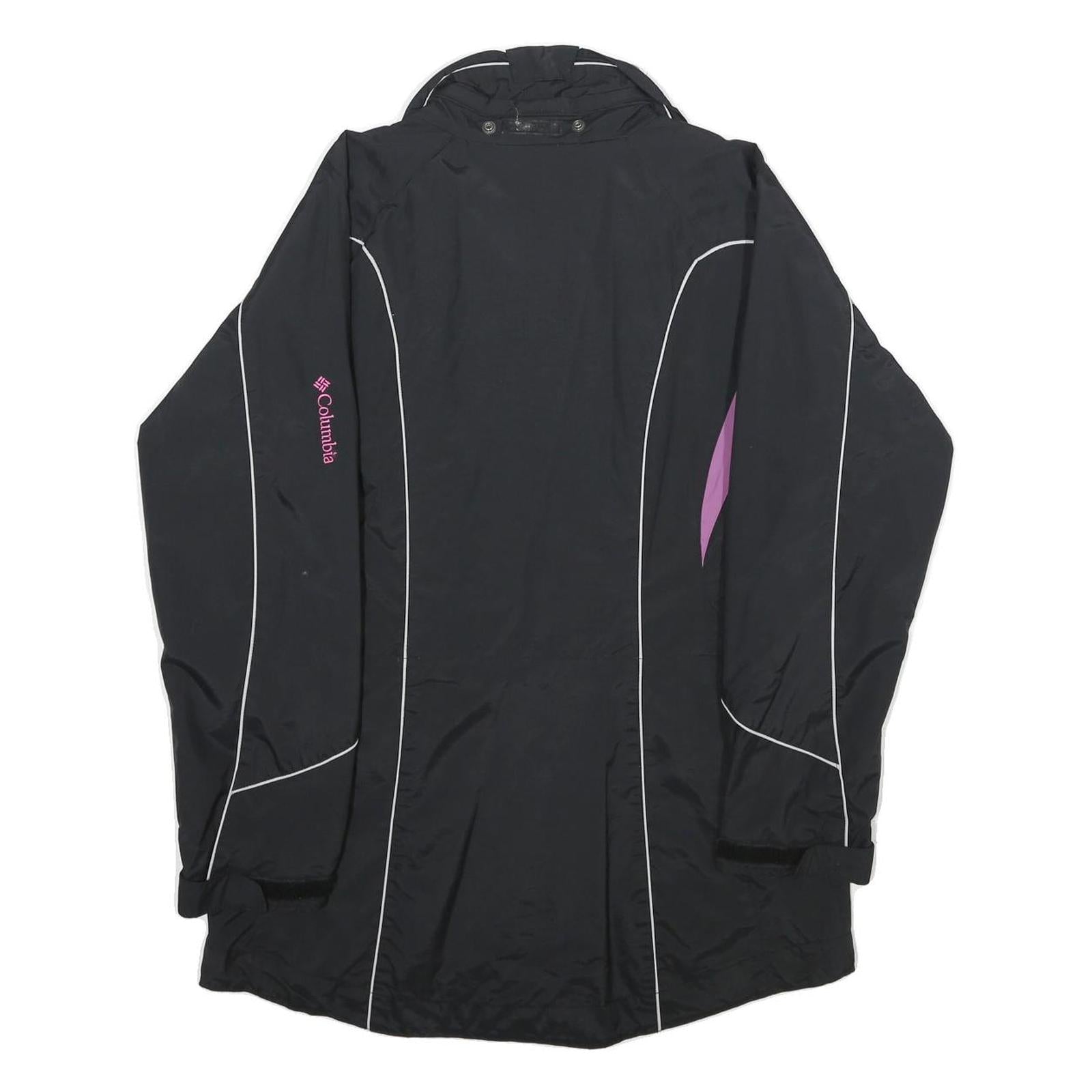 COLUMBIA Womens Black & Purple Outdoor Jacket M Nylon Zip Reflective Sportswear