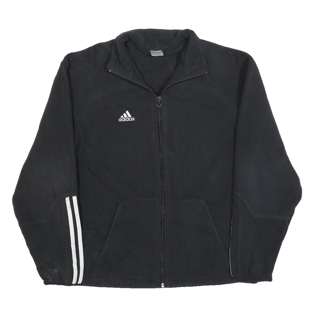 ADIDAS Mens Black Track Jacket M Polyester Zip Three Stripe Sportswear