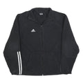 ADIDAS Mens Black Track Jacket M Polyester Zip Three Stripe Sportswear