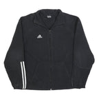 ADIDAS Mens Black Track Jacket M Polyester Zip Three Stripe Sportswear