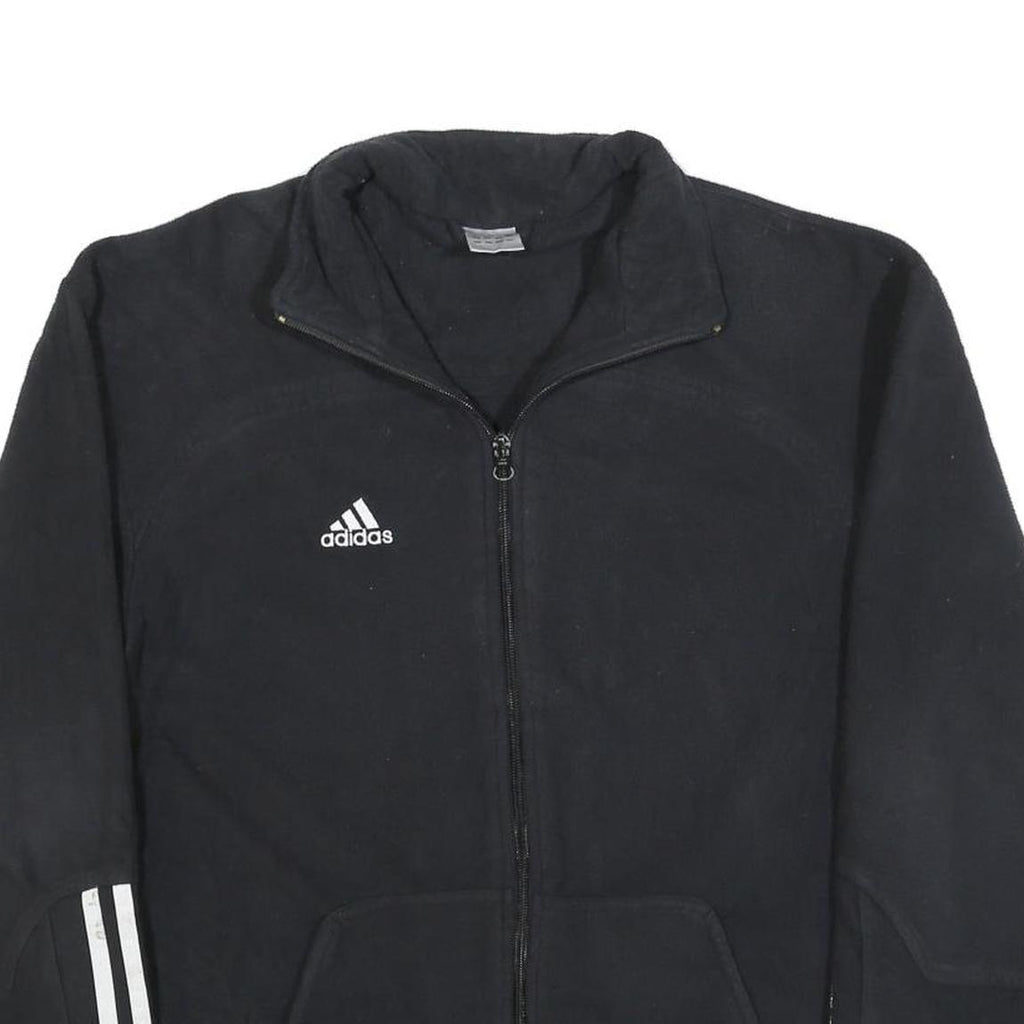 ADIDAS Mens Black Track Jacket M Polyester Zip Three Stripe Sportswear