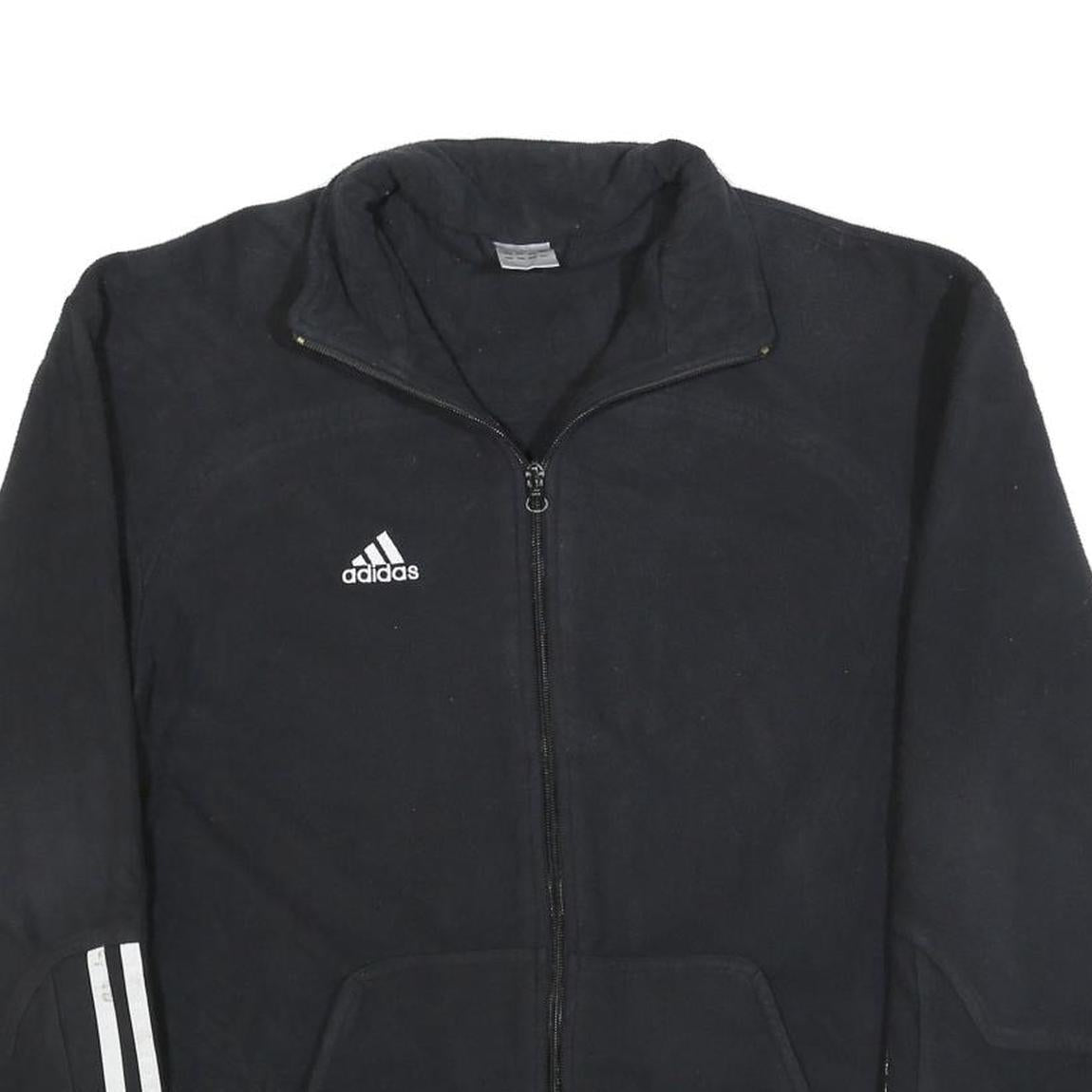 ADIDAS Mens Black Track Jacket M Polyester Zip Three Stripe Sportswear