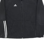 ADIDAS Mens Black Track Jacket M Polyester Zip Three Stripe Sportswear