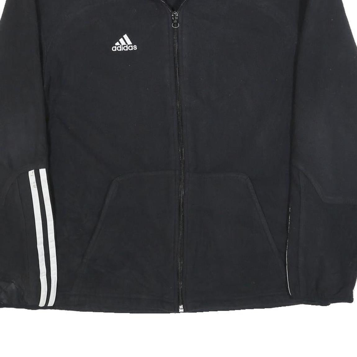 ADIDAS Mens Black Track Jacket M Polyester Zip Three Stripe Sportswear