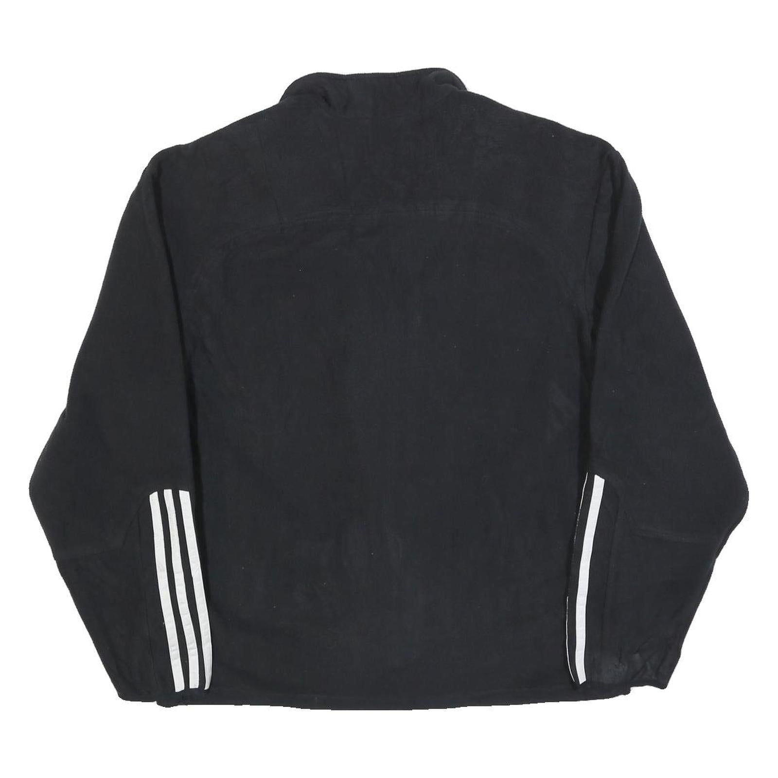 ADIDAS Mens Black Track Jacket M Polyester Zip Three Stripe Sportswear