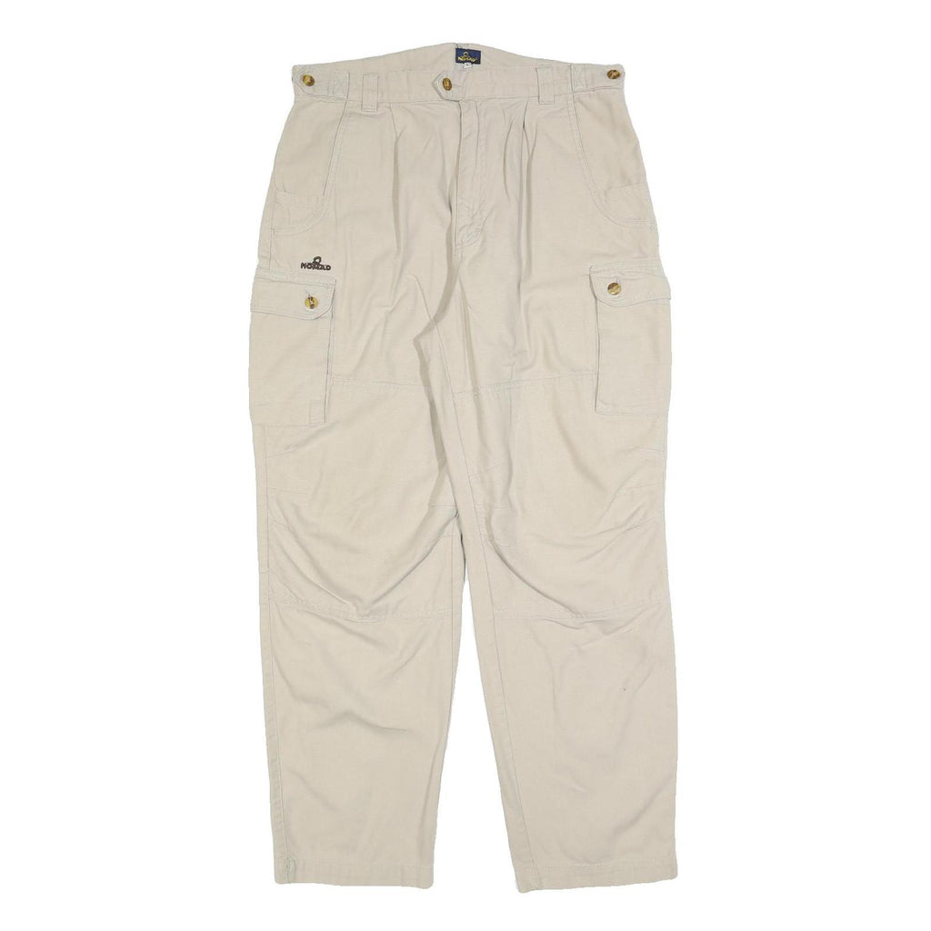 NOMAD Womens Cotton Blend Beige Relaxed Straight Trousers W34 L32 Casual Cargo