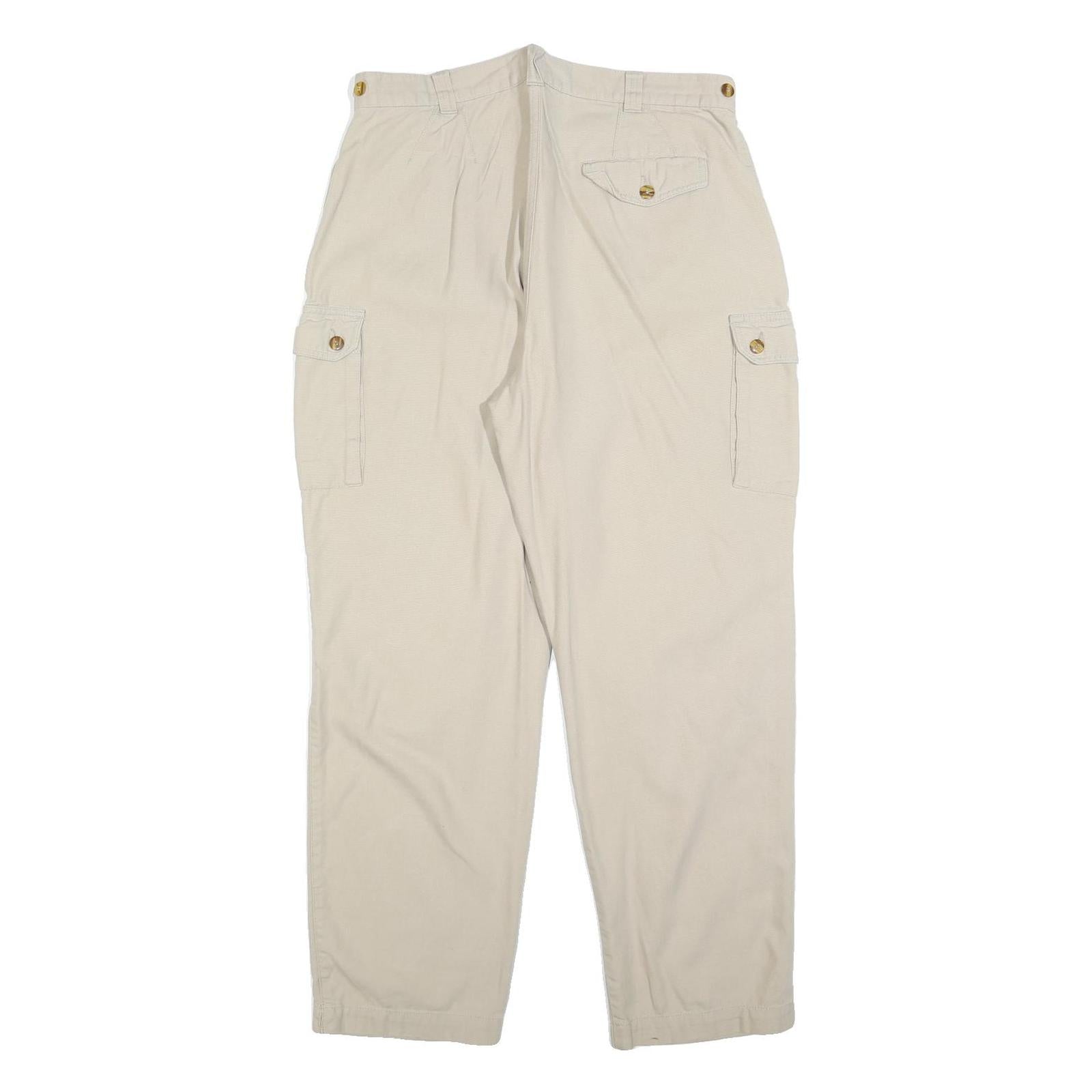 NOMAD Womens Cotton Blend Beige Relaxed Straight Trousers W34 L32 Casual Cargo