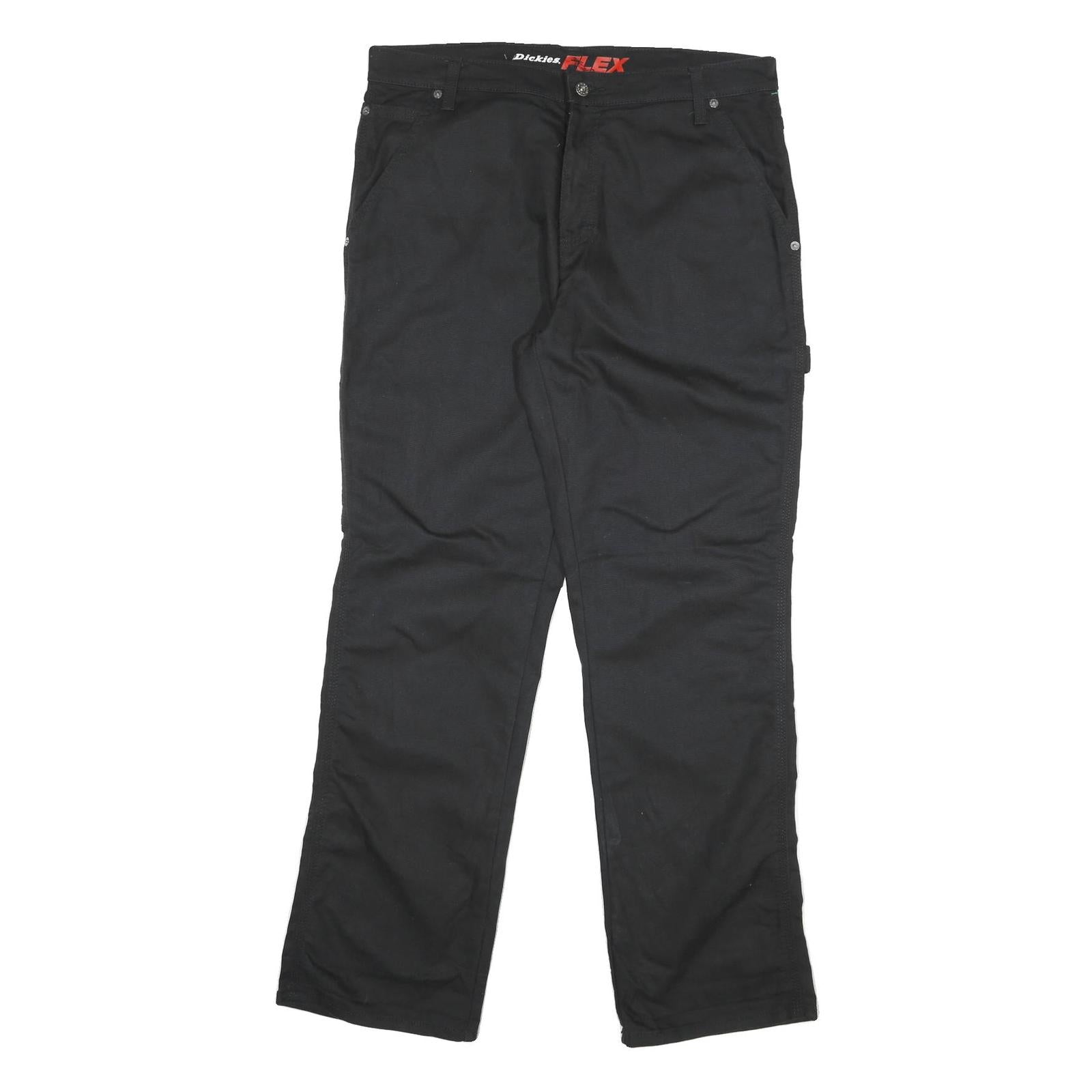 DICKIES Mens Cotton Blend Black Regular Fit Straight Leg Trousers W34 L31
