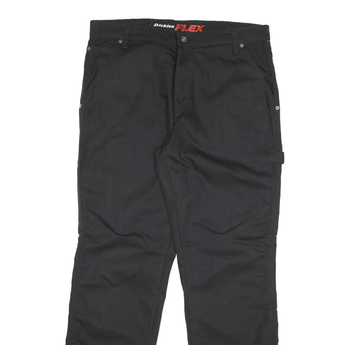 DICKIES Mens Cotton Blend Black Regular Fit Straight Leg Trousers W34 L31