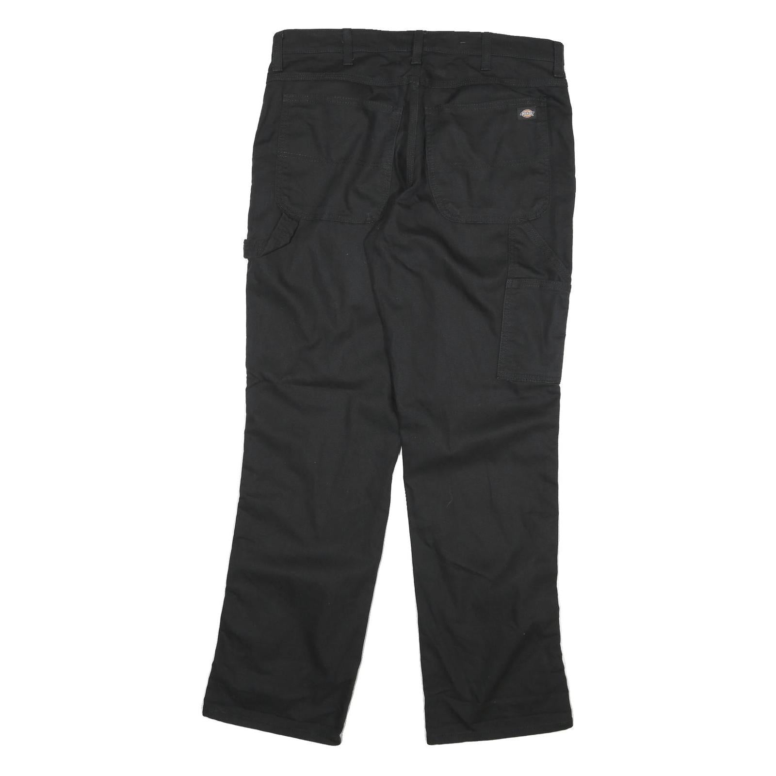 DICKIES Mens Cotton Blend Black Regular Fit Straight Leg Trousers W34 L31
