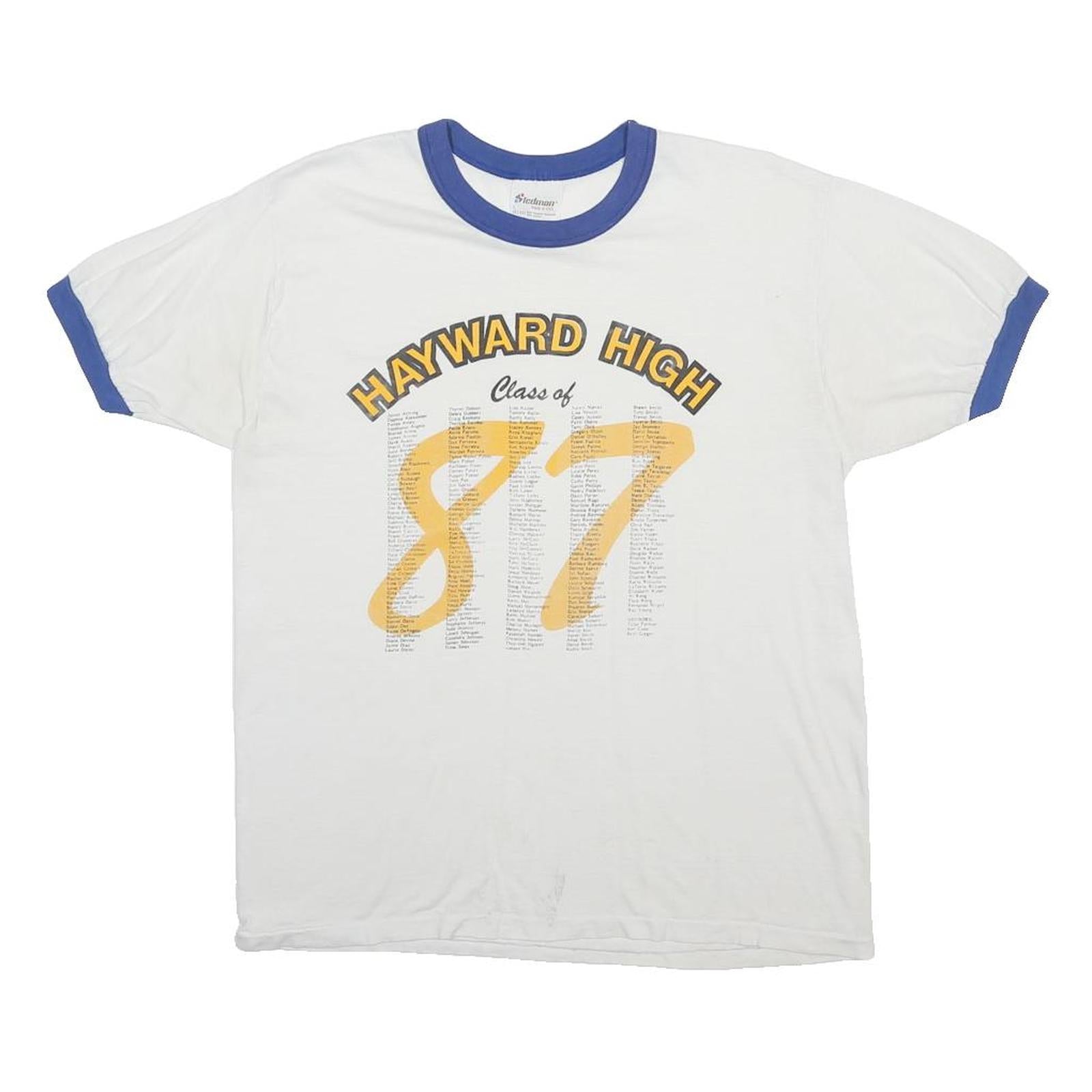 STEDMAN Boys White & Blue Hayward High Class Of 87 Graphic T-Shirt L Short