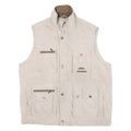 MODE MILLE Mens Beige Outdoor Jacket L Cotton Blend Woven Plain Zip Utility Vest