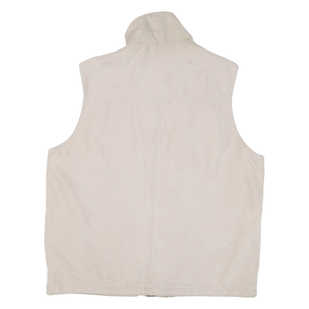 MODE MILLE Mens Beige Outdoor Jacket L Cotton Blend Woven Plain Zip Utility Vest